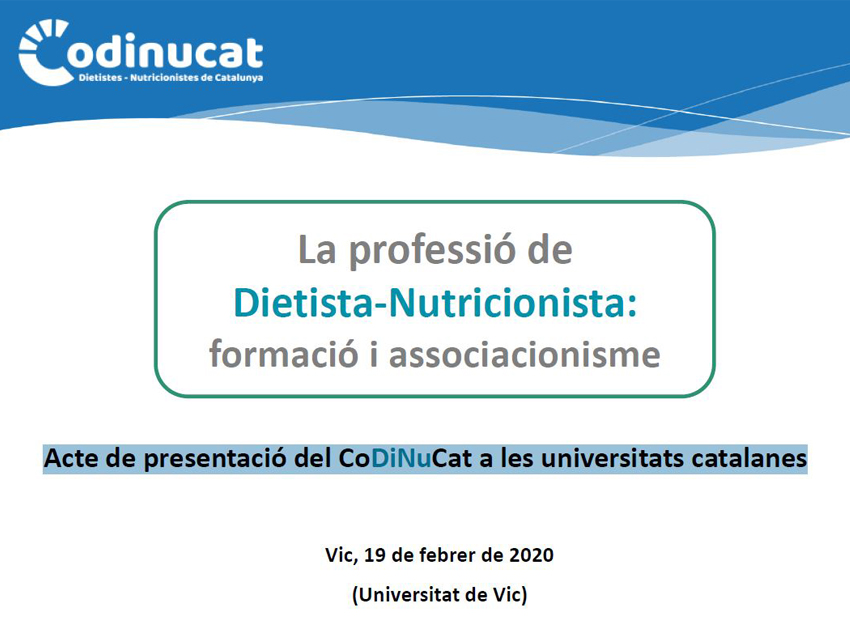 Presentació del CoDiNuCat a les Universitats Catalanes
