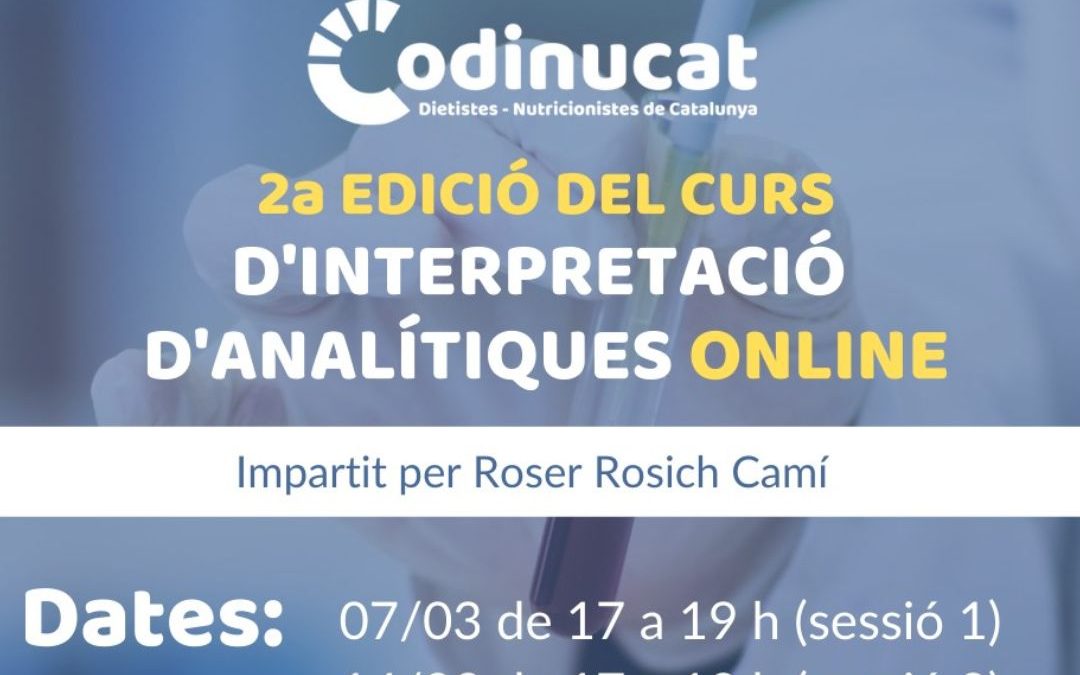 Formació continuada: “2a Edició del curs d’interpretació d’analítiques”