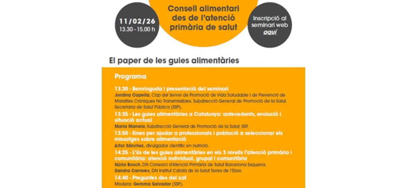 El CoDiNuCat impulsa el seminari web sobre el paper de les guies alimentàries en l’atenció primària de salut